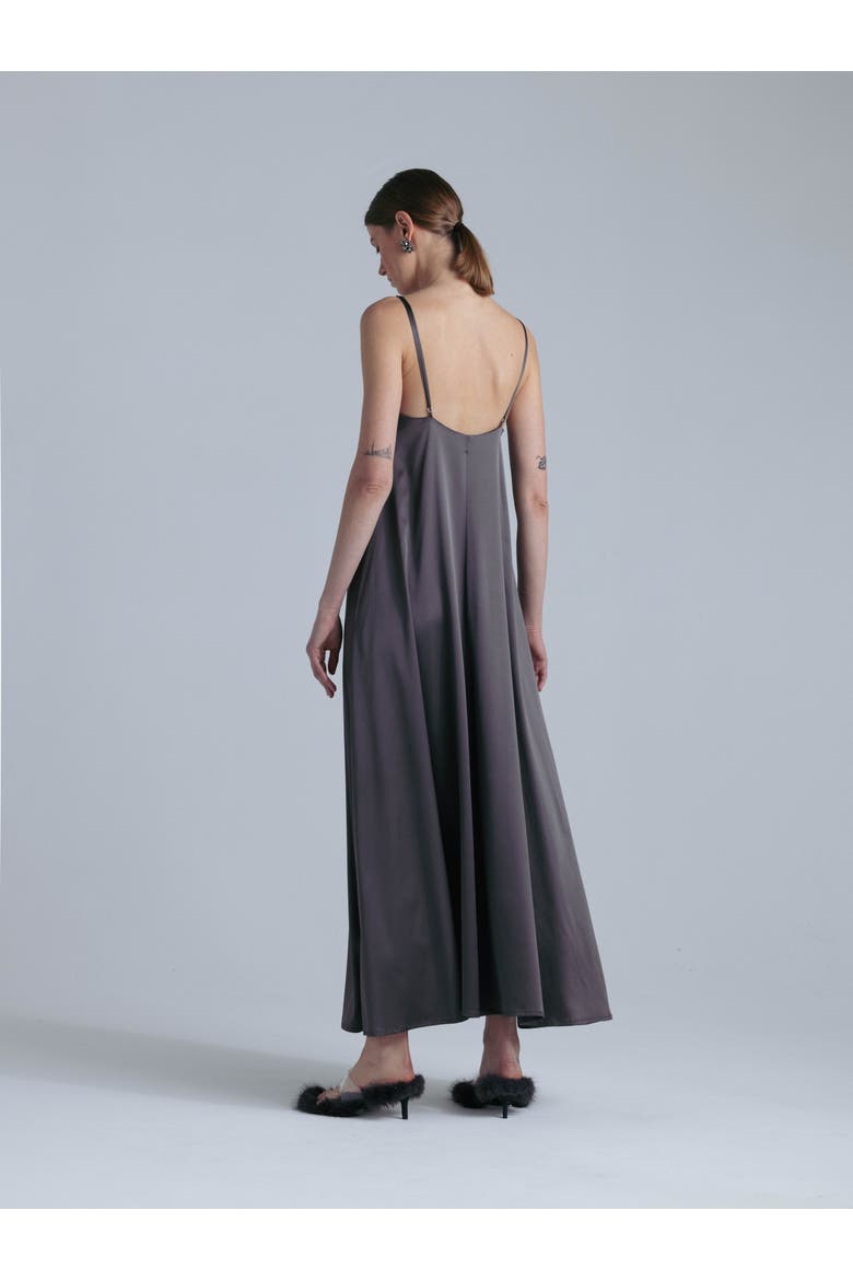 Aphrodite Sleeveless Silk Maxi Dress, Alternate, color, Magic Grey