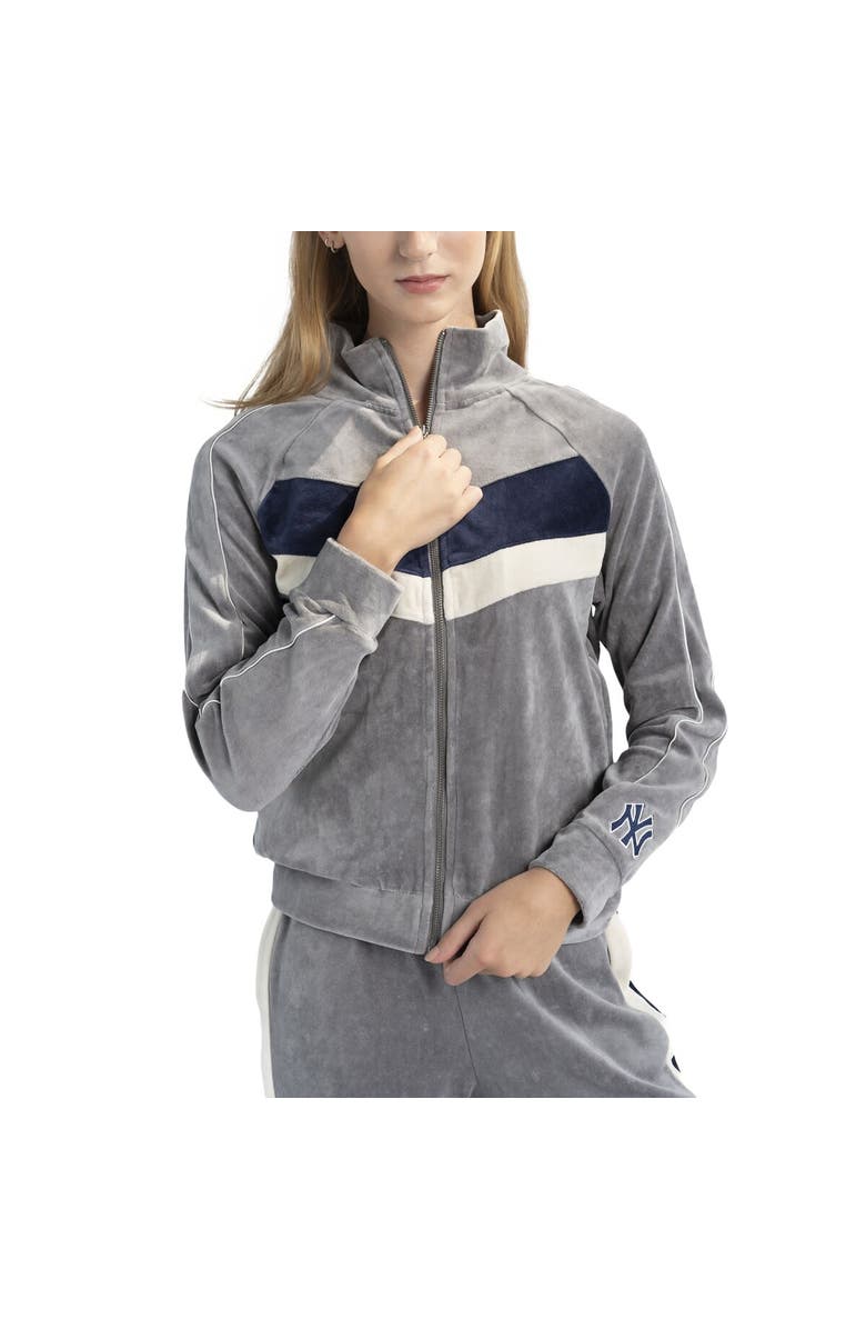 LUSSO Women's Lusso Gray New York Yankees Nixie Raglan Full-Zip Jacket, Alternate, color, Gray