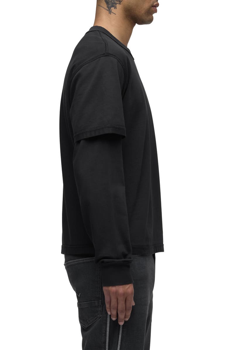 Hudson Jeans Hybrid Layered Long Sleeve Cotton T-Shirt, Alternate, color, Black
