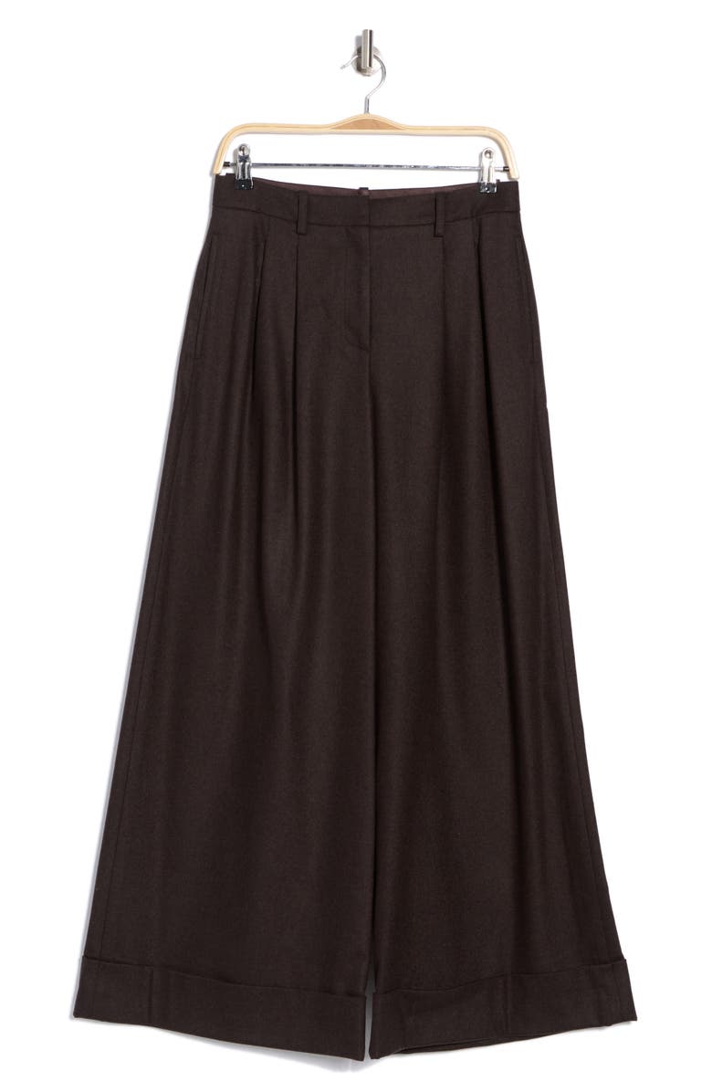 TWP Averyl High Waist Wide Leg Wool Blend Pants, Alternate, color, Espresso