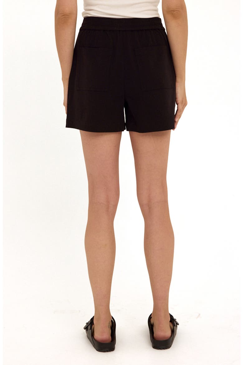 Selene Pleated Stretch Twill Shorts, Alternate, color, BLACK