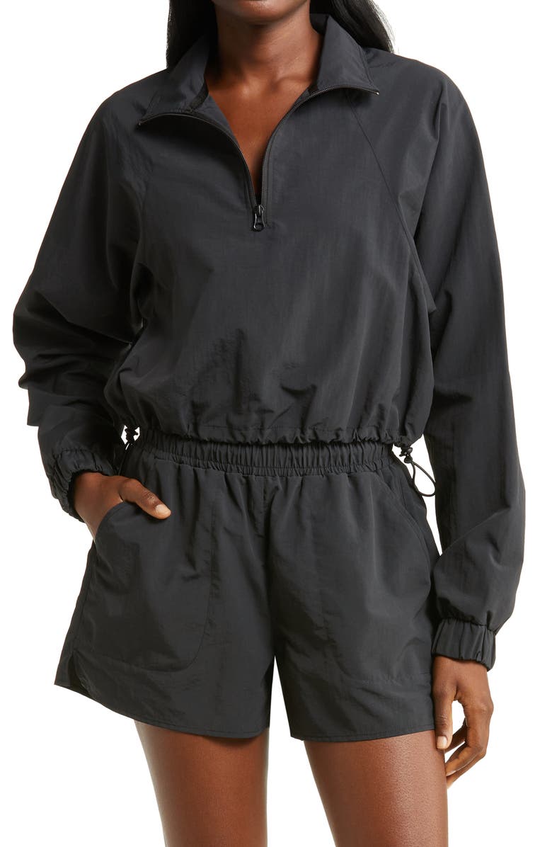 Alo Alumni Crop Quarter Zip Jacket, Main, color, 