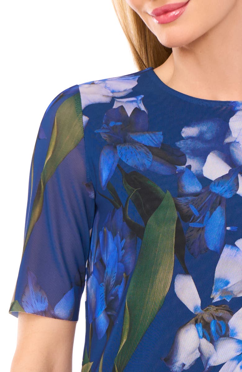 Ted Baker Floral Mesh Top, Alternate, color, Classic Navy