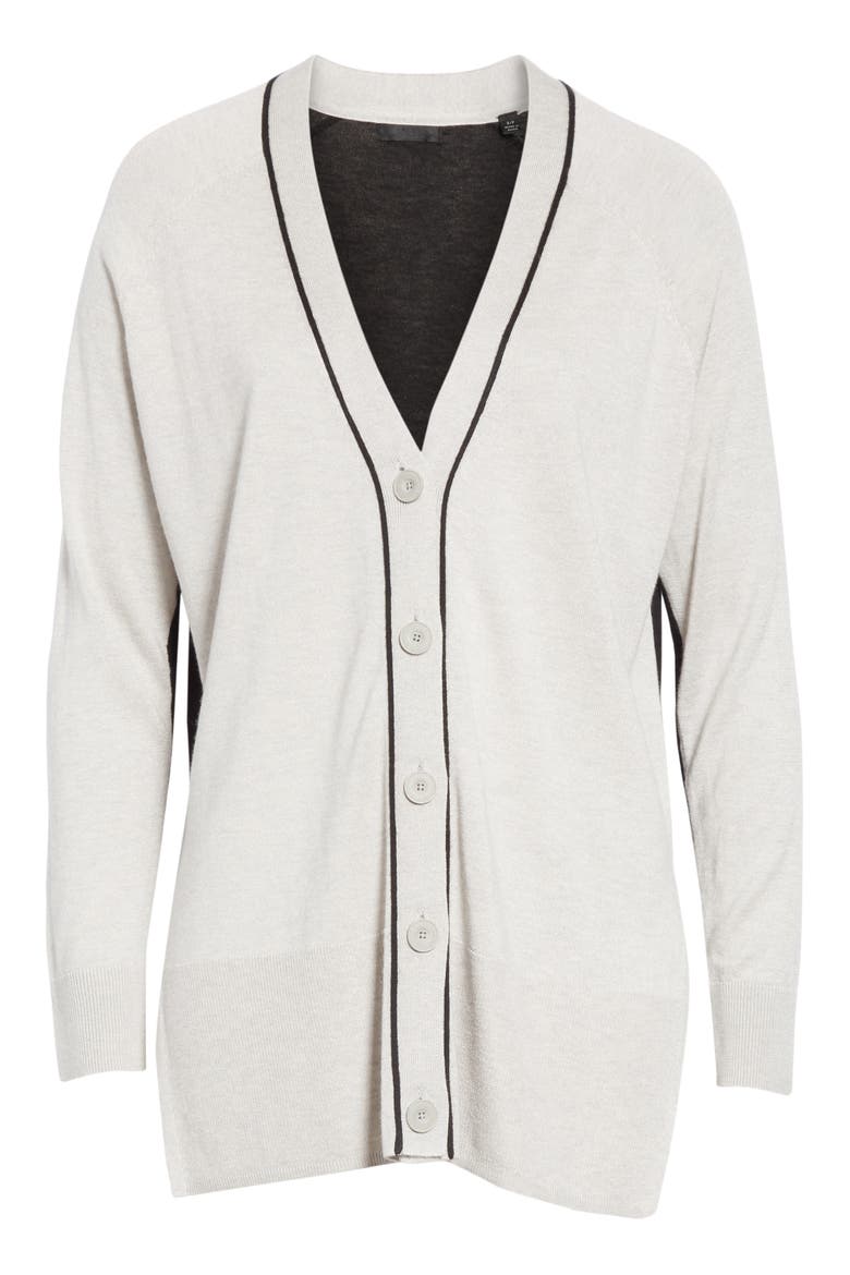 Spring Colorblock Silk, Wool & Cashmere Cardigan (Nordstrom Exclusive), Alternate, color, FOGGY BLACK COMBO