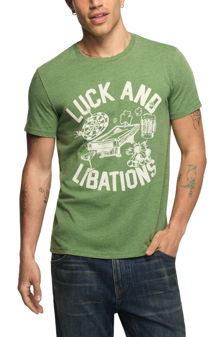 Luck and Libations Graphic Tee, Main, color, ARTICHOKE GREEN