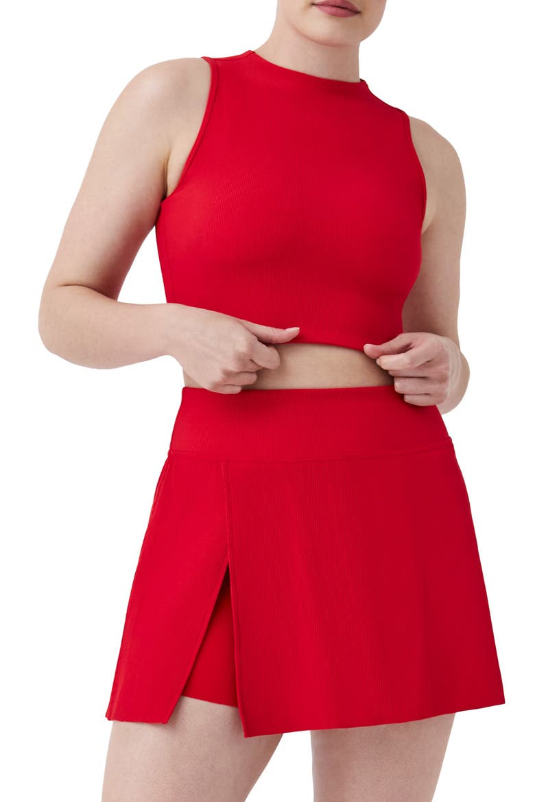 Contour Rib Mock Neck Crop Tank, Main, color, SPANX RED