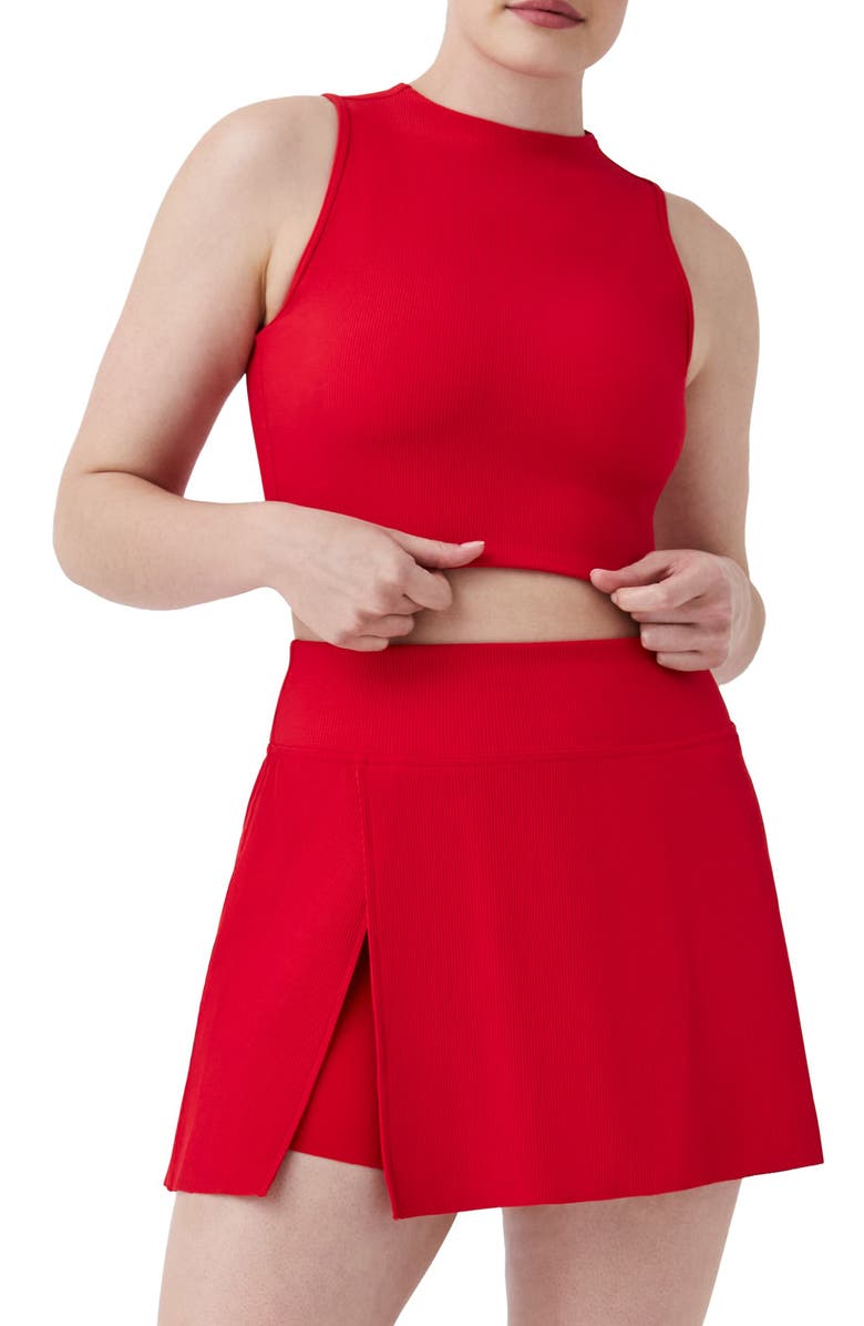 SPANX<sup>®</sup> Contour Rib Mock Neck Crop Tank, Main, color, Spanx Red