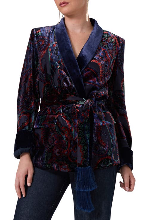 Marbella Devore Velvet Paisley Blazer