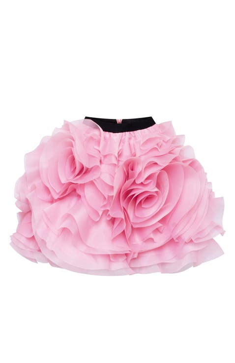 Danceable mini skirt with ruched flower appliques