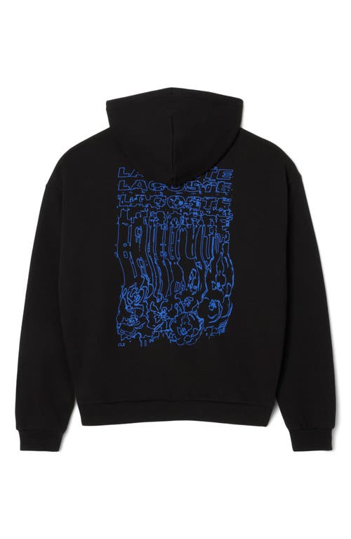 Lacoste Men's Loose Fit Print Hoodie - L - 5 In Black