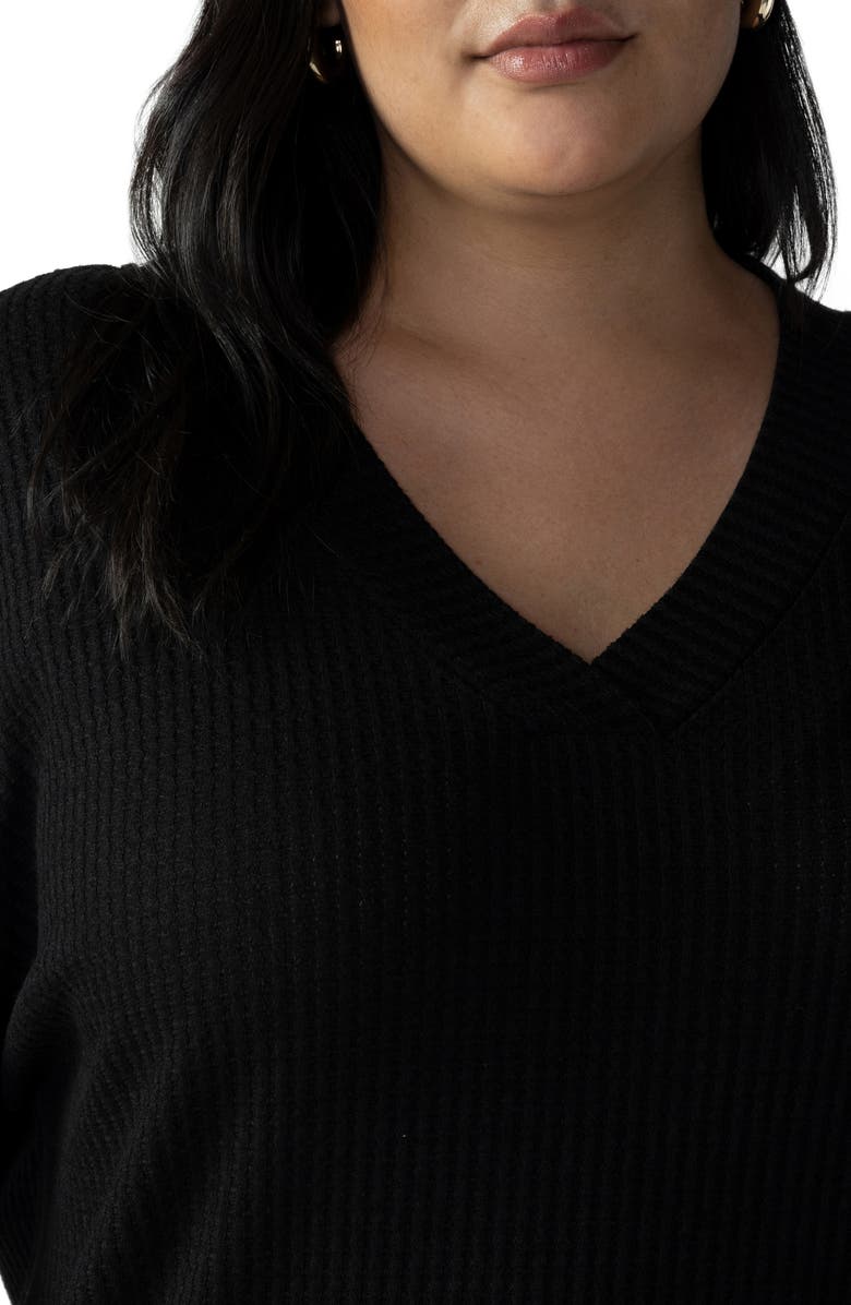 Sanctuary Cozy V-Neck Waffle Knit Tunic, Alternate, color,