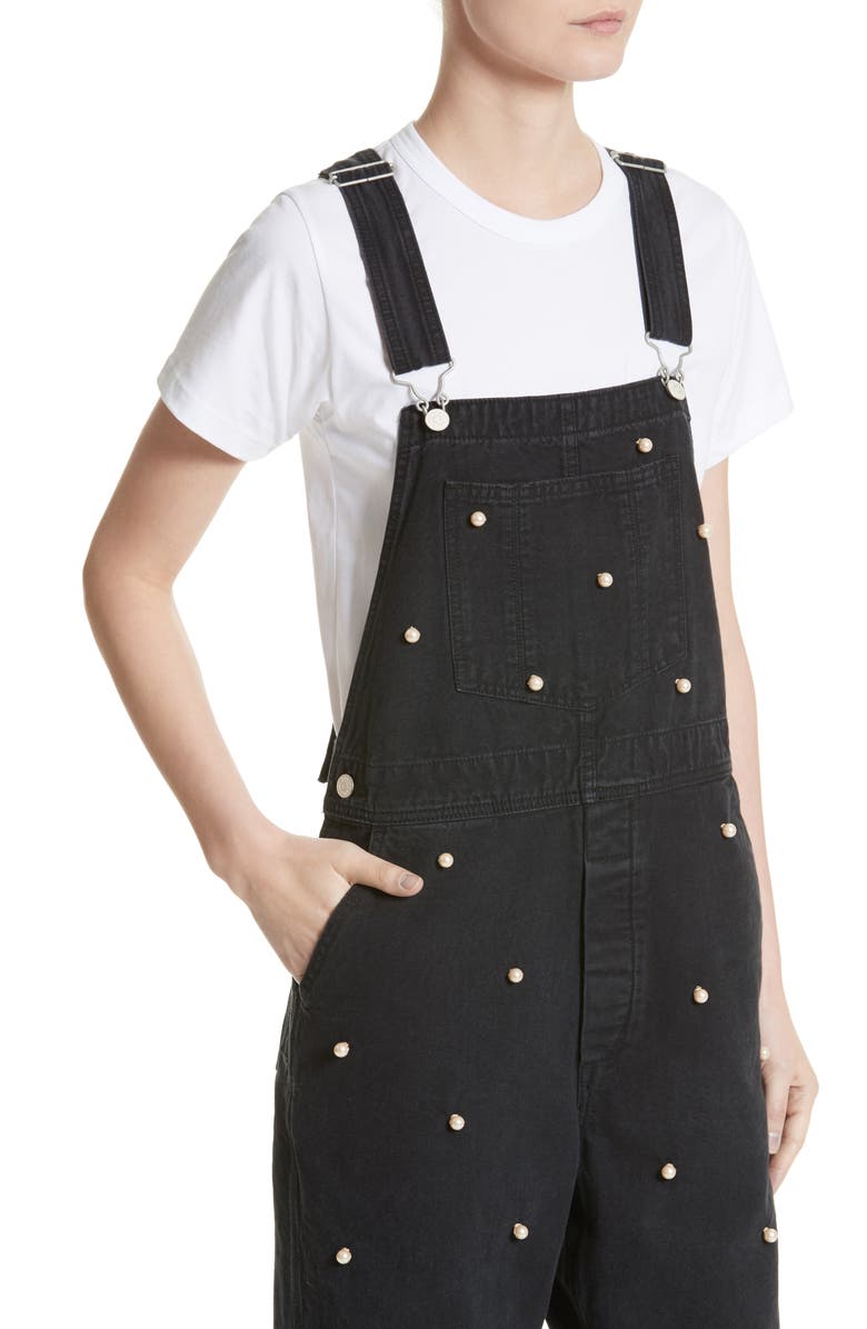 Tu es mon Trésor Imitation Pearl Embellished Overalls, Alternate, color,