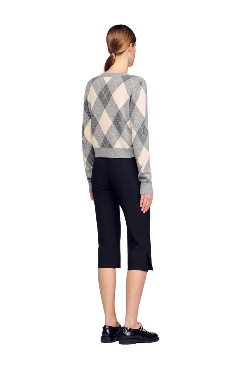 SANDRO Argyle pattern cardigan, Alternate, color, Grey