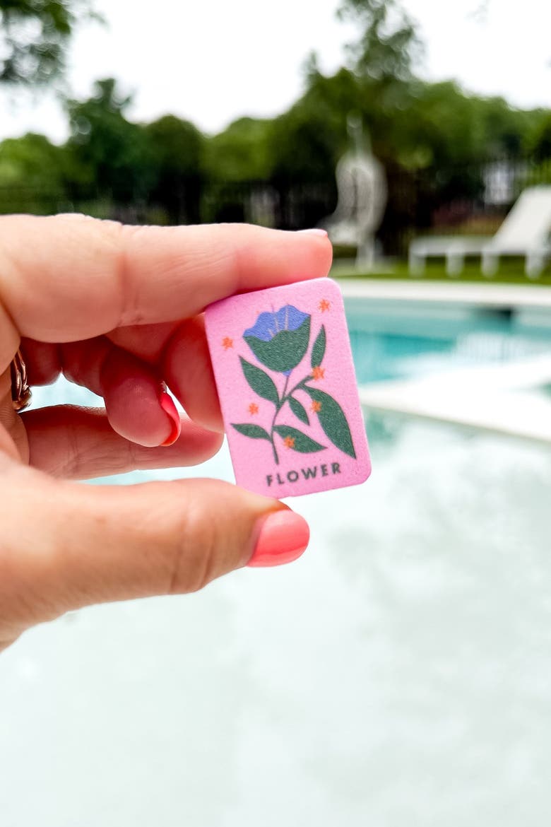 Mahjong Floating Tile Set, Alternate, color, Floral Pink