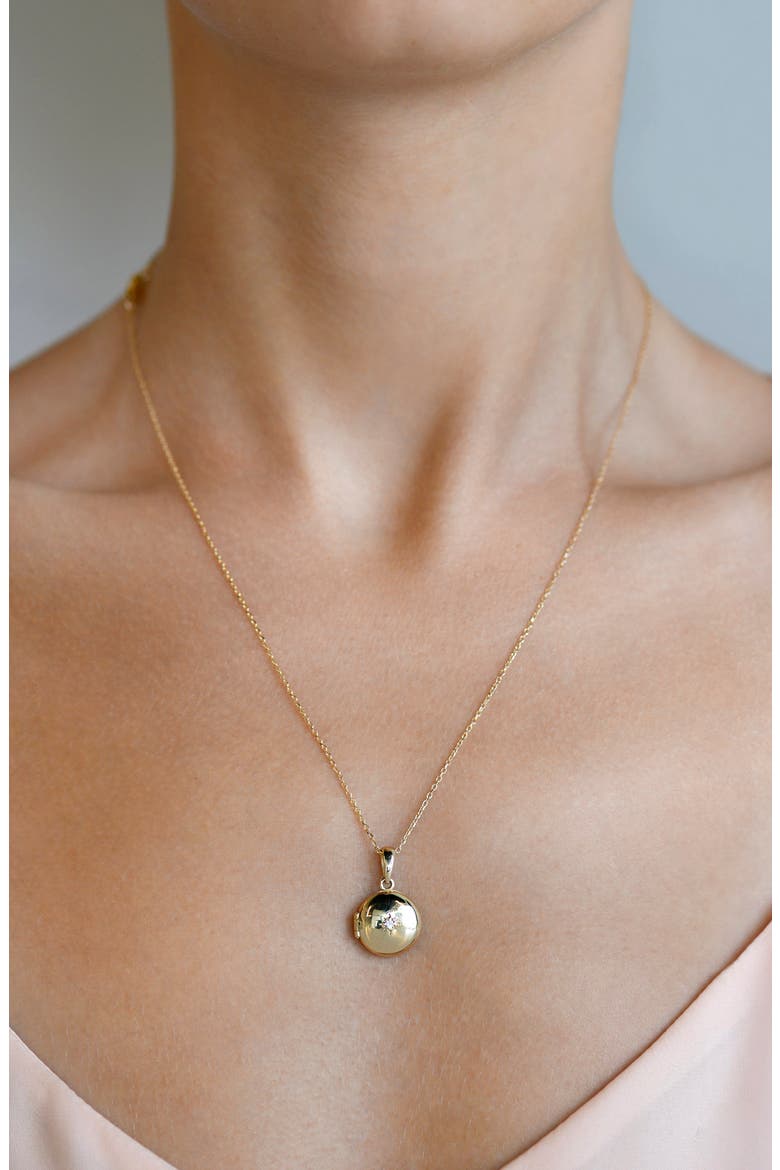 Aztec North Star Mini Locket 14K Gold & Diamond Pendant Necklace, Alternate, color, YELLOW GOLD