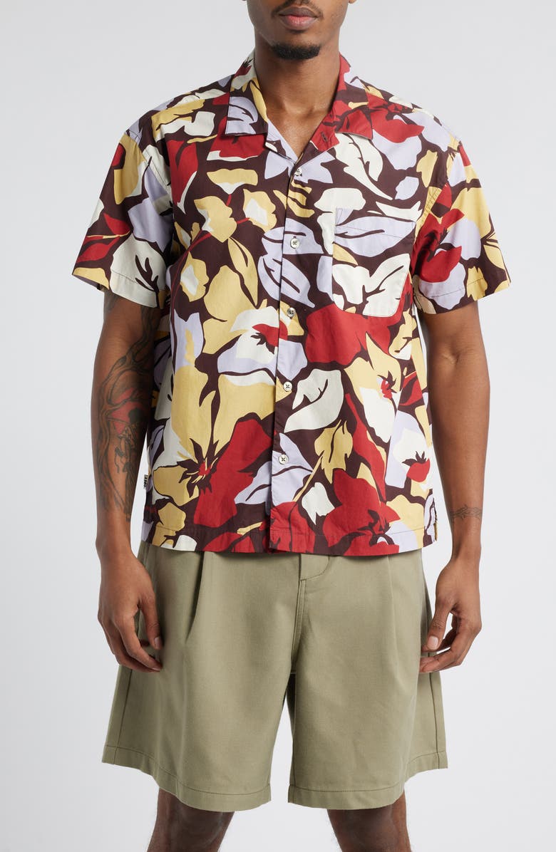 Obey Maxwell Floral Short Sleeve Button-Up Shirt, Main, color, 