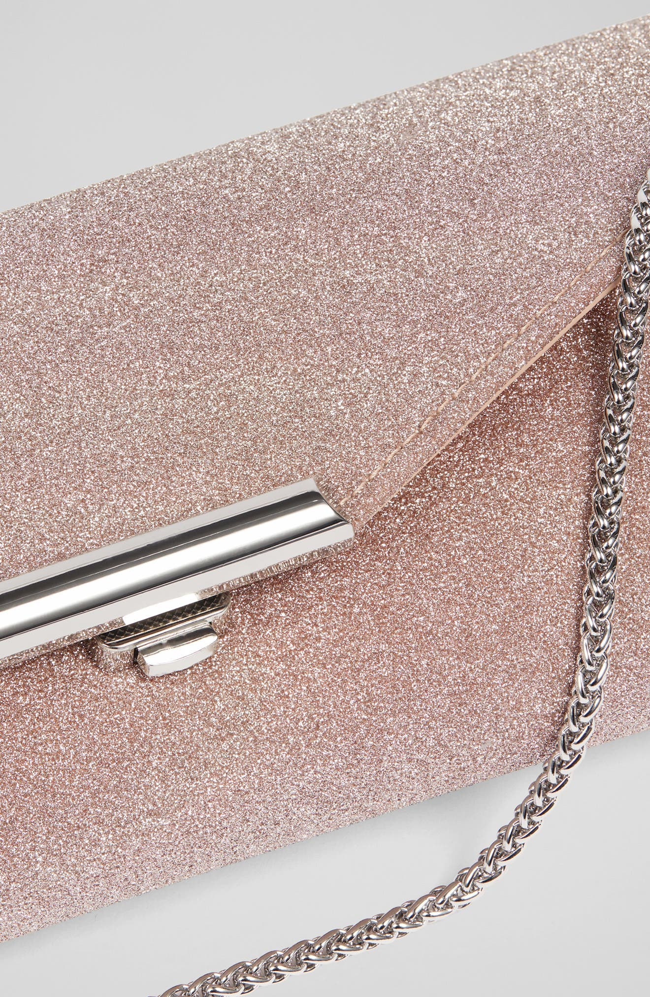 LK Bennett Lucille Glitter Envelope Clutch, Alternate, color, Lipstick Pink