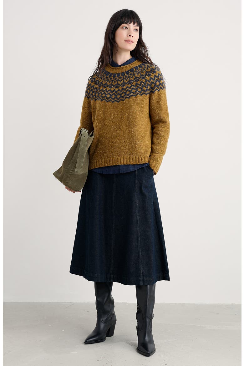 Port Kinnis Fair Isle Merino Wool Blend Crewneck Sweater, Alternate, color, KNIT WAG TAIL MARSHLAND