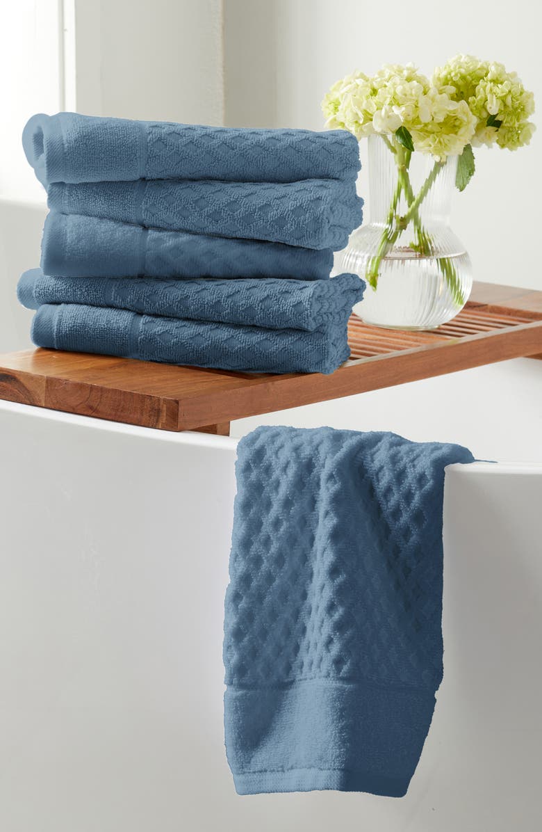Woven & Weft Cotton Diamond Bath Sheet, Alternate, color, Blue