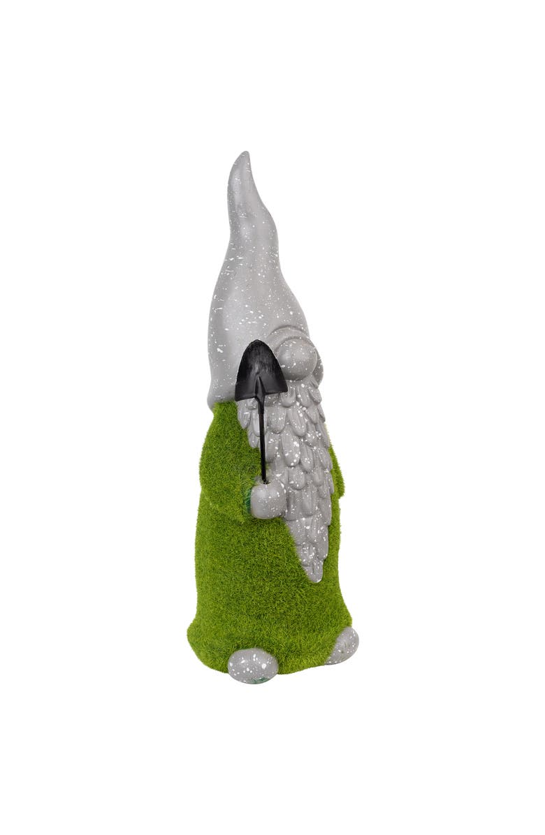 Northlight Faux Moss Covered Gnome with Shovel Outdoor Garden Statue - 13.5", Alternate, color, Gray