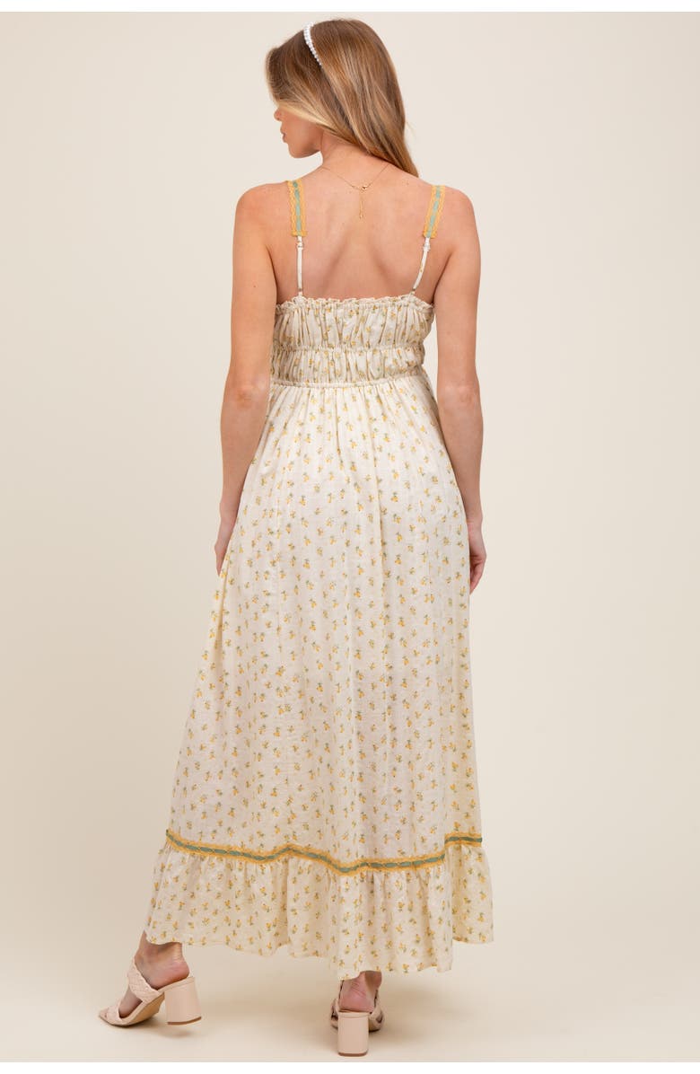 PinkBlush Floral Ribbon Detail Sleeveless Maxi Dress, Alternate, color, Yellow