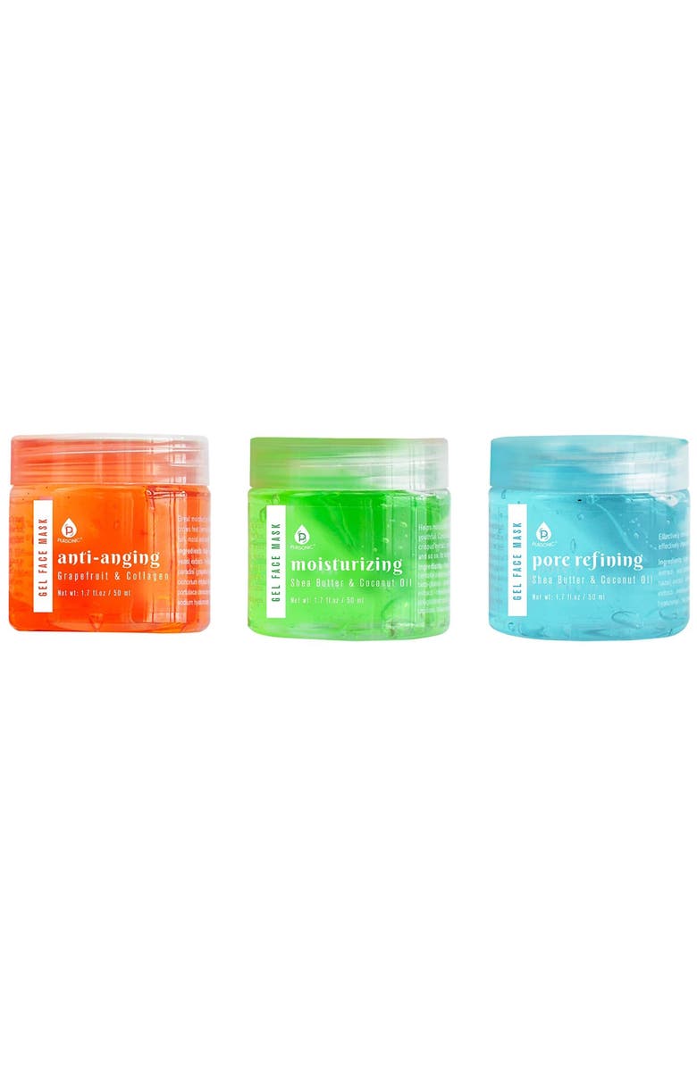 PURSONIC 3 Pack Facial Therapy Gel Face Mask With Mask Applicator, Main, color, 