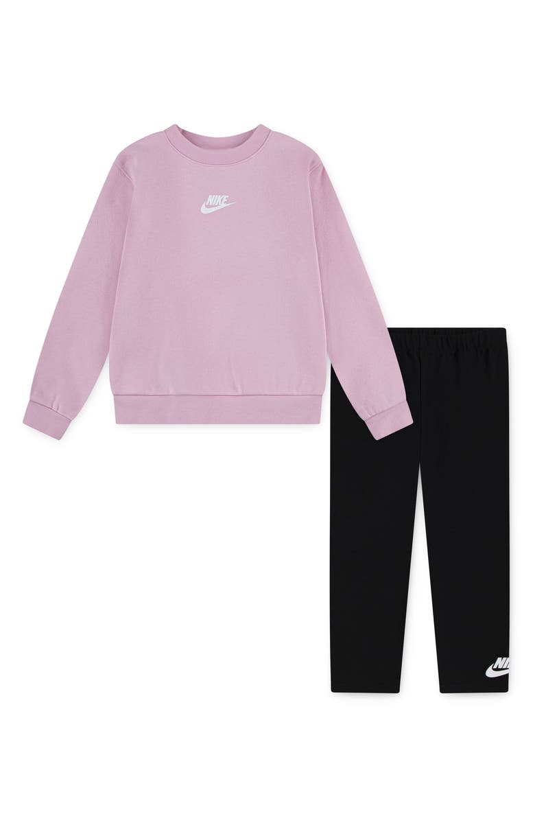 Nike Kids' Crewneck Sweatshirt & Leggings Set, Main, color, Black