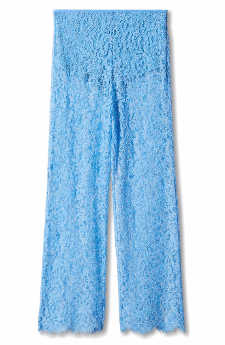 MANGO Guipure Lace Semisheer High Waist Palazzo Pants, Alternate, color, 