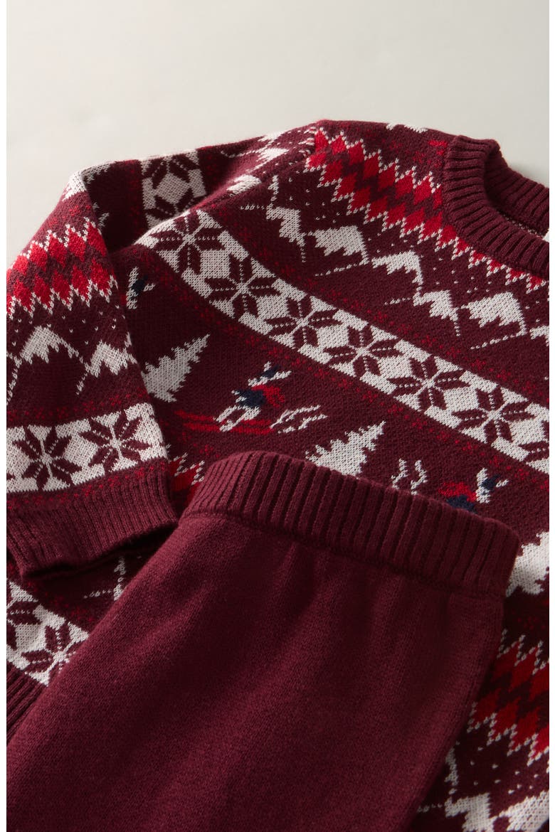 Fair Isle Sweater and Pants Set, Alternate, color, BURGUNDY BANNER BUNNY FAIRISLE