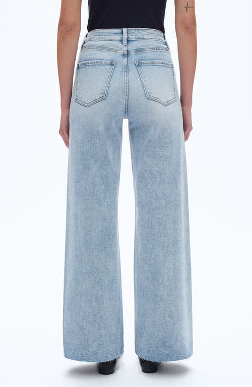 Bayeas High Waist Raw Hem Wide Leg Jeans In Blue