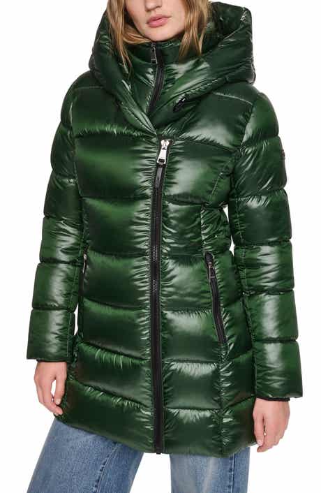 Water Resistant Hooded Puffer Coat with Bib