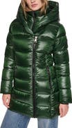 DKNY Water Resistant Hooded Puffer Coat with Bib