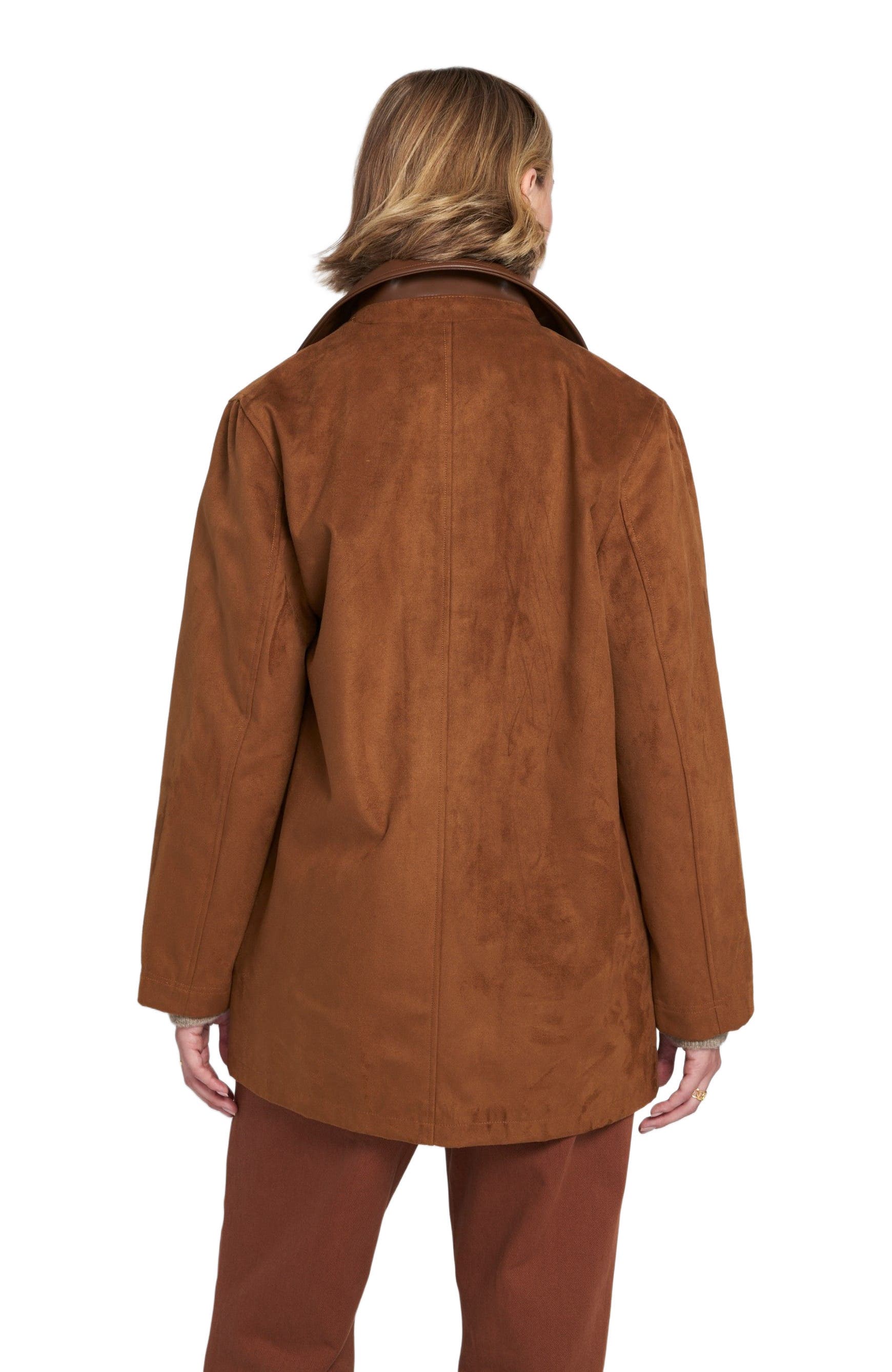 Faux Suede Barn Jacket Utility Coat - image 2