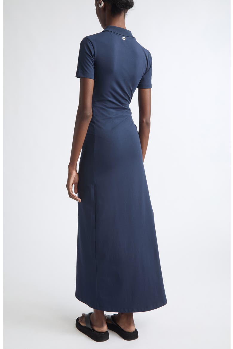 Piercing Cotton Jersey Polo Dress, Alternate, color, DEEP NAVY