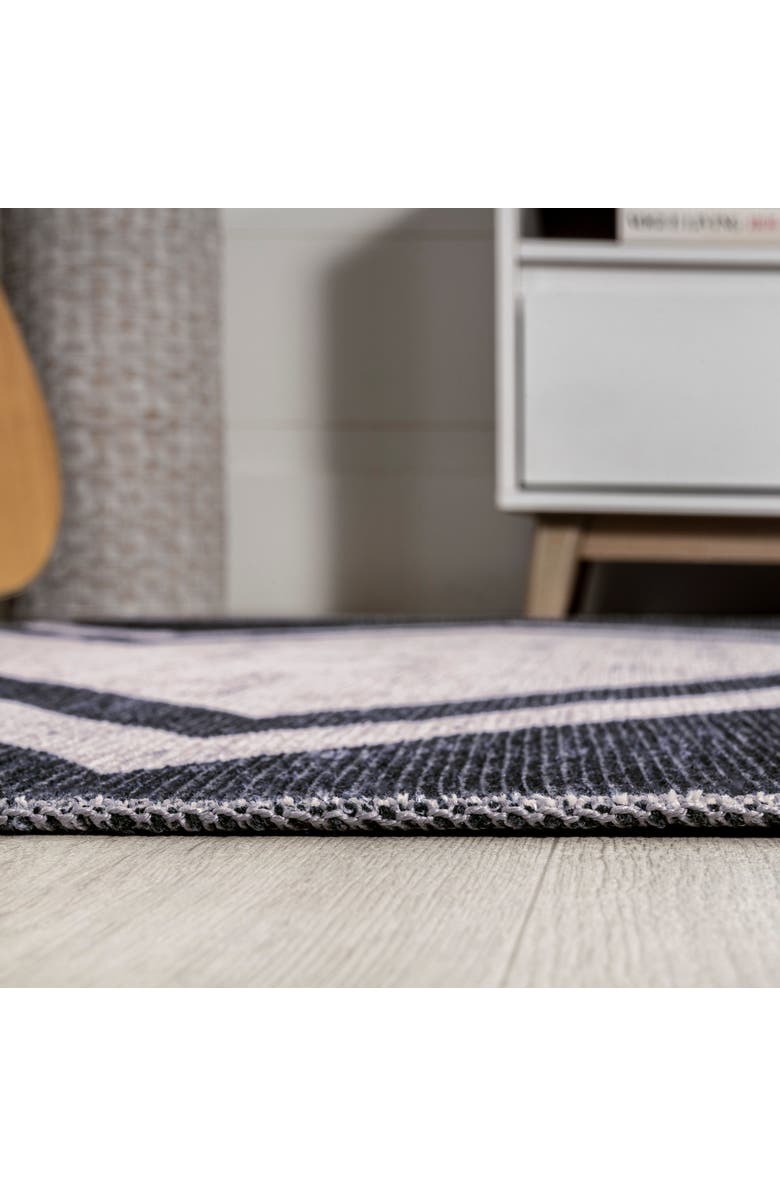 JONATHAN Y Siksak Modern Chevron Border Machine-Washable Area Rug, Alternate, color, Ivory/Navy