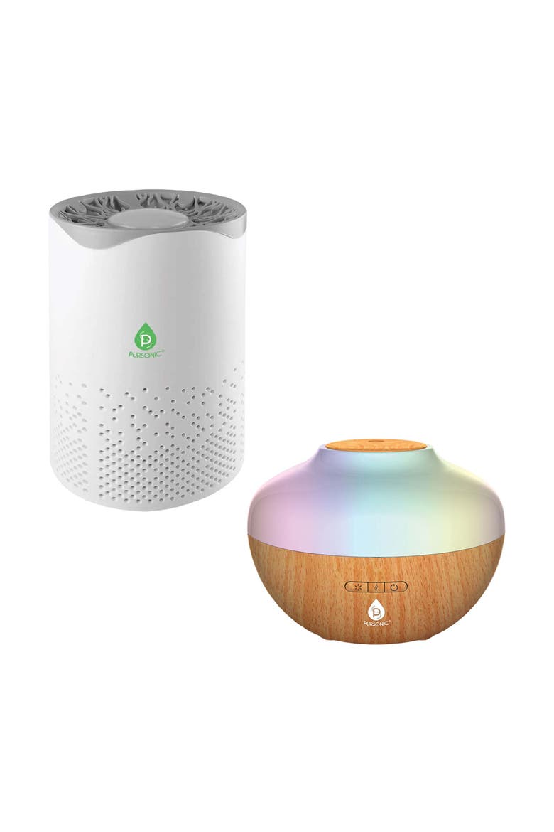 Fresh Air & Aromatherapy Bundle True HEPA Air Purifier & Essential Oil Diffuser, Main, color, Multicolor