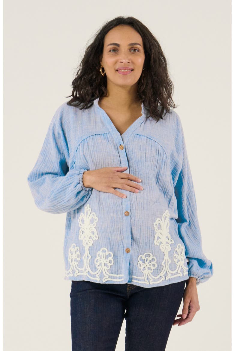 Maternity and Nursing Blouse Sarah, Main, color, Blue