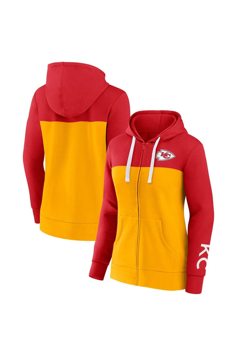 Women's Fanatics Branded Red/Gold Kansas City Chiefs Take The Field Color Block Full-Zip Hoodie, Main, color, Red