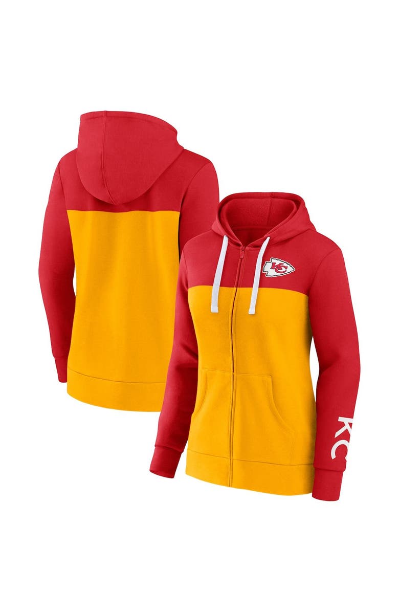 FANATICS Women's Fanatics Branded Red/Gold Kansas City Chiefs Take The Field Color Block Full-Zip Hoodie, Main, color, 