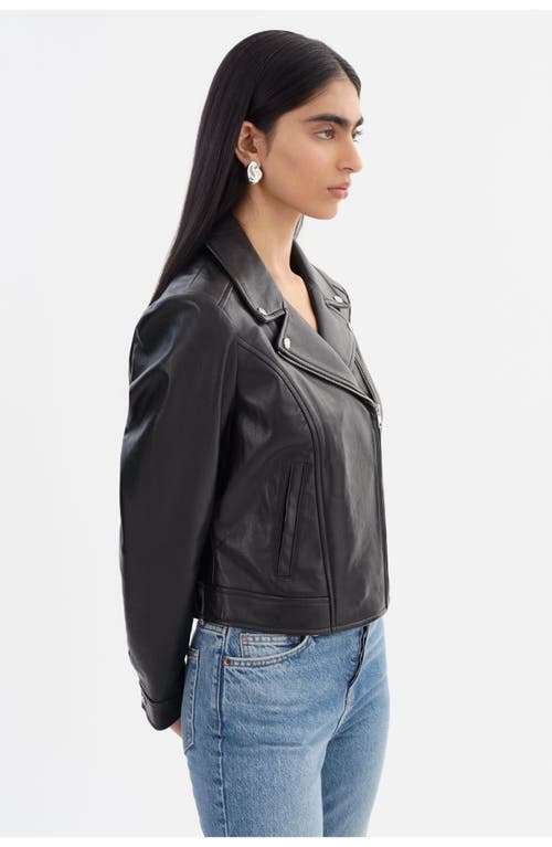Lamarque Klea Recycled Leather Biker Jacket In Black