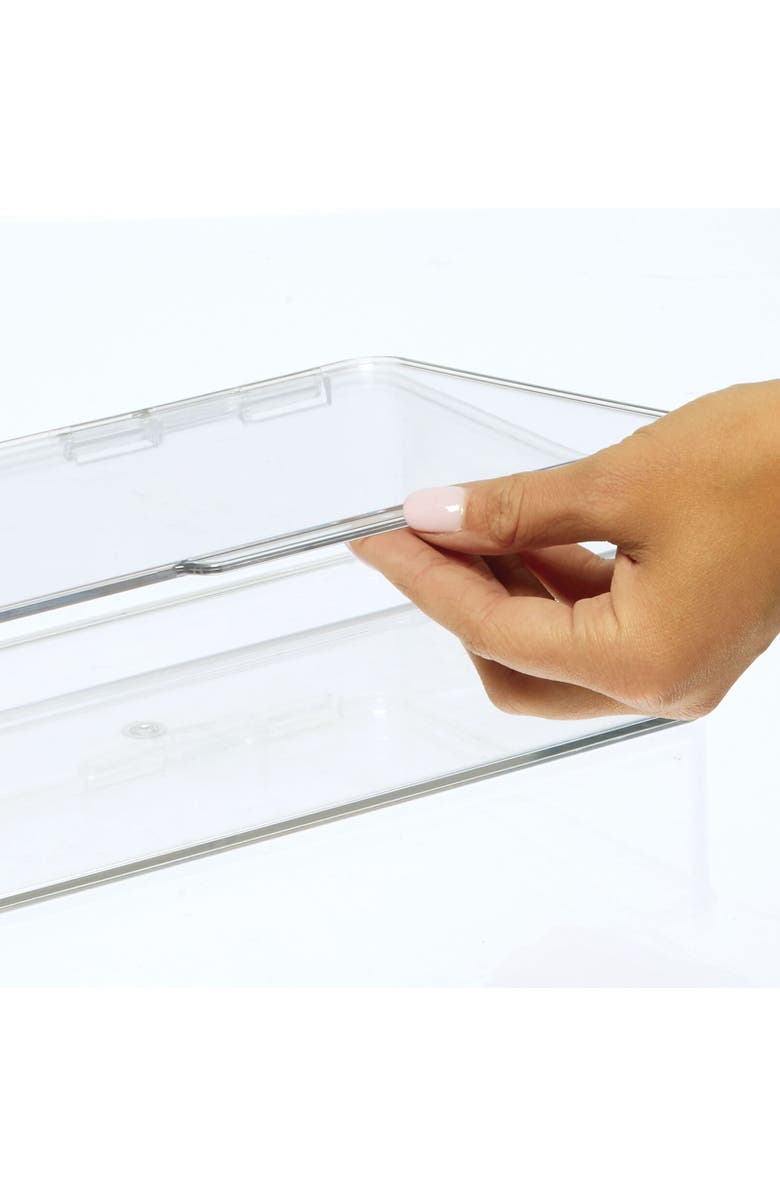 mDesign Plastic Bath Stacking Storage Organizer Box, Hinged Lid, 8 Pack, Alternate, color,