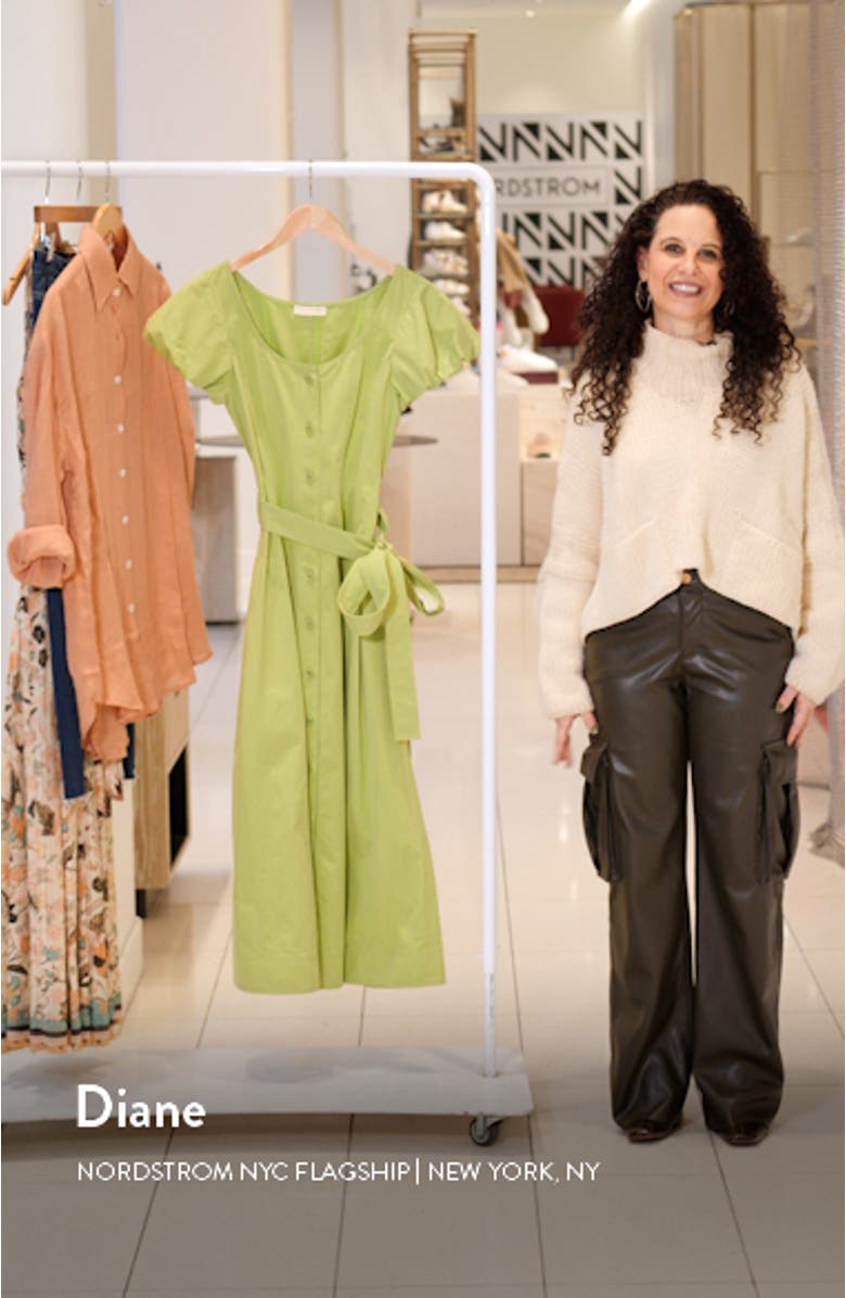 Rhea Tie Waist Puff Sleeve Midi Dress, sales video thumbnail