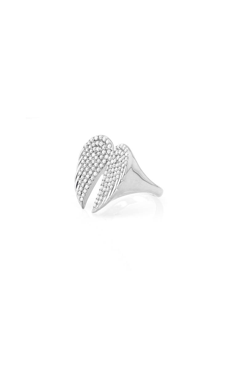 Sheryl Lowe Diamond Folded Angel Wing Ring, Main, color, Sterling Silver