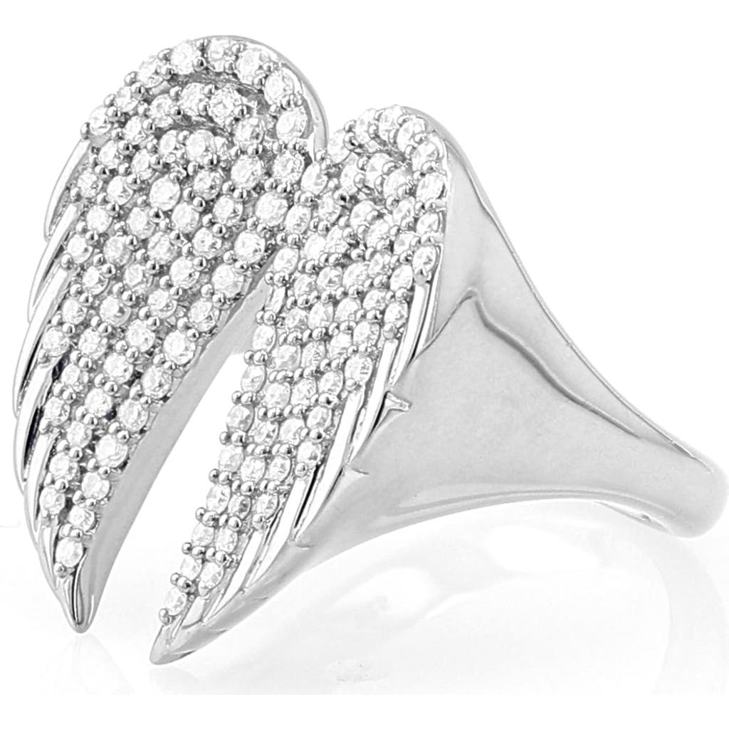 Sheryl Lowe Diamond Folded Angel Wing Ring In Metallic