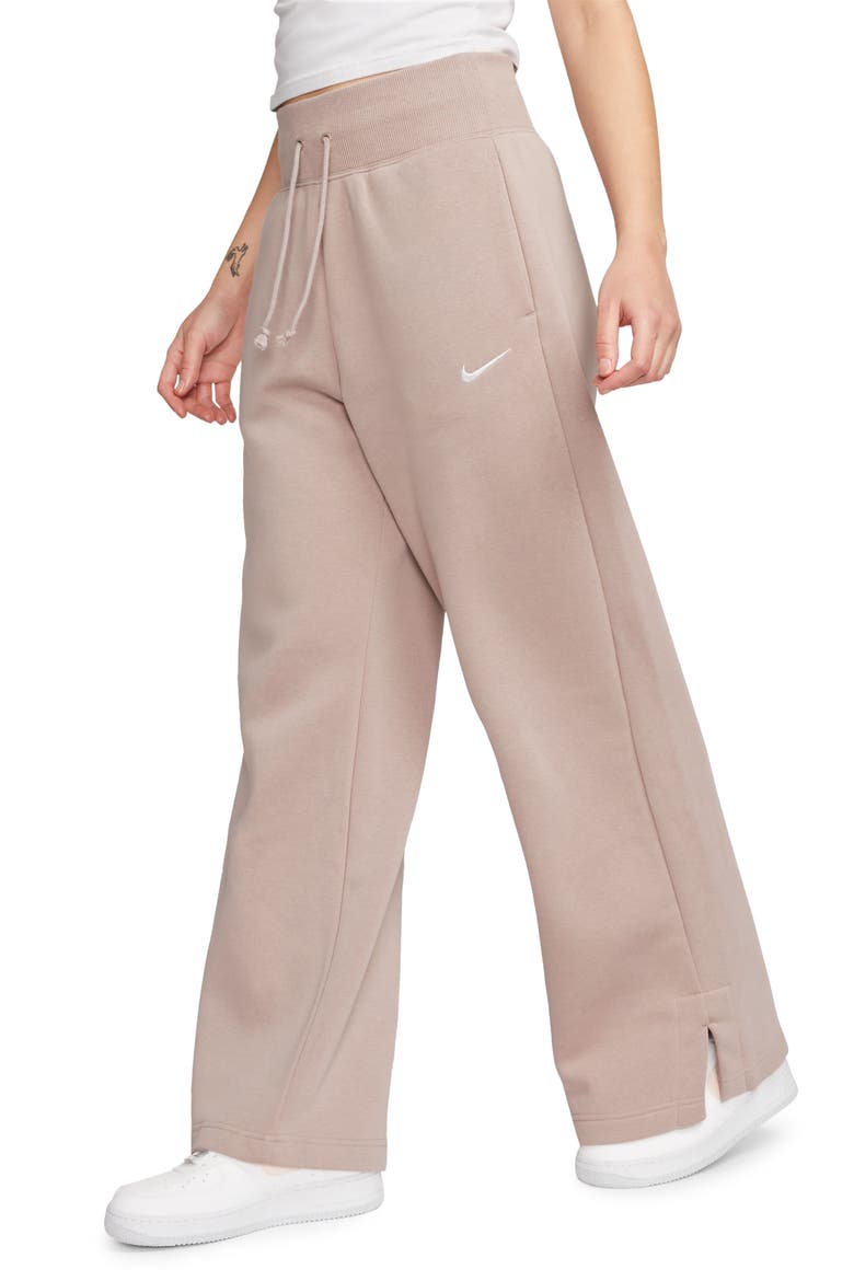 Sportswear Phoenix High Waist Wide Leg Sweatpants, Main, color, DIFFUSED TAUPE/ SAIL