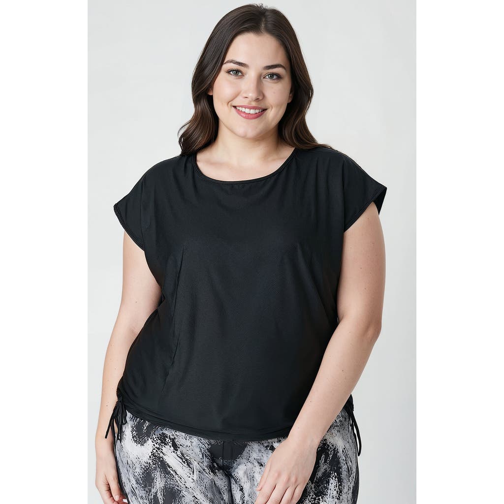 Calypsa Plus Size Daphne Loose Fit Swim Top In Black