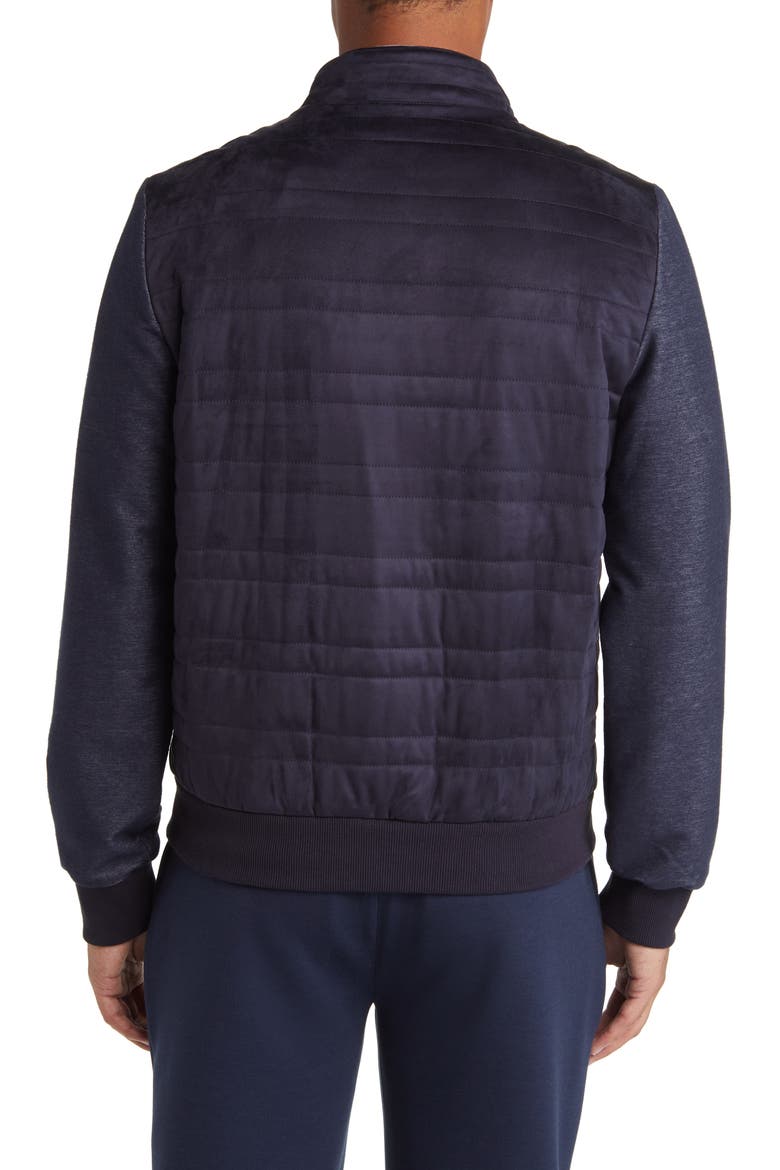 Renoir Mixed Media Faux Suede Quilted Jacket, Alternate, color, NAVY