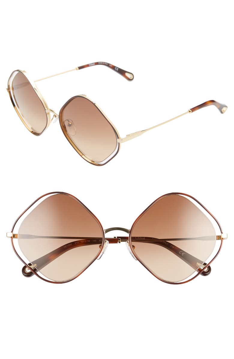 Chloé Poppy 57mm Diamond Sunglasses, Main, color,