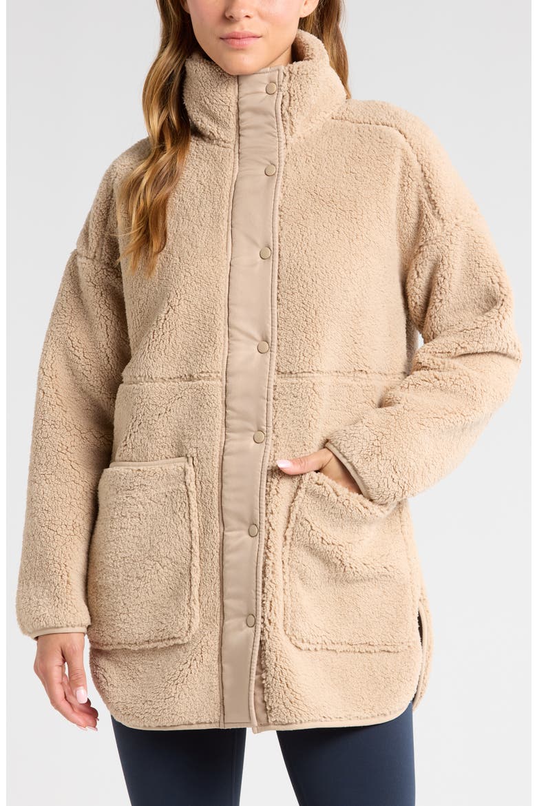 Cozy Faux Shearling Jacket, Alternate, color, TAN OXFORD