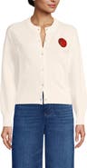 Lands' End Cotton Embellished Cardigan Sweater
